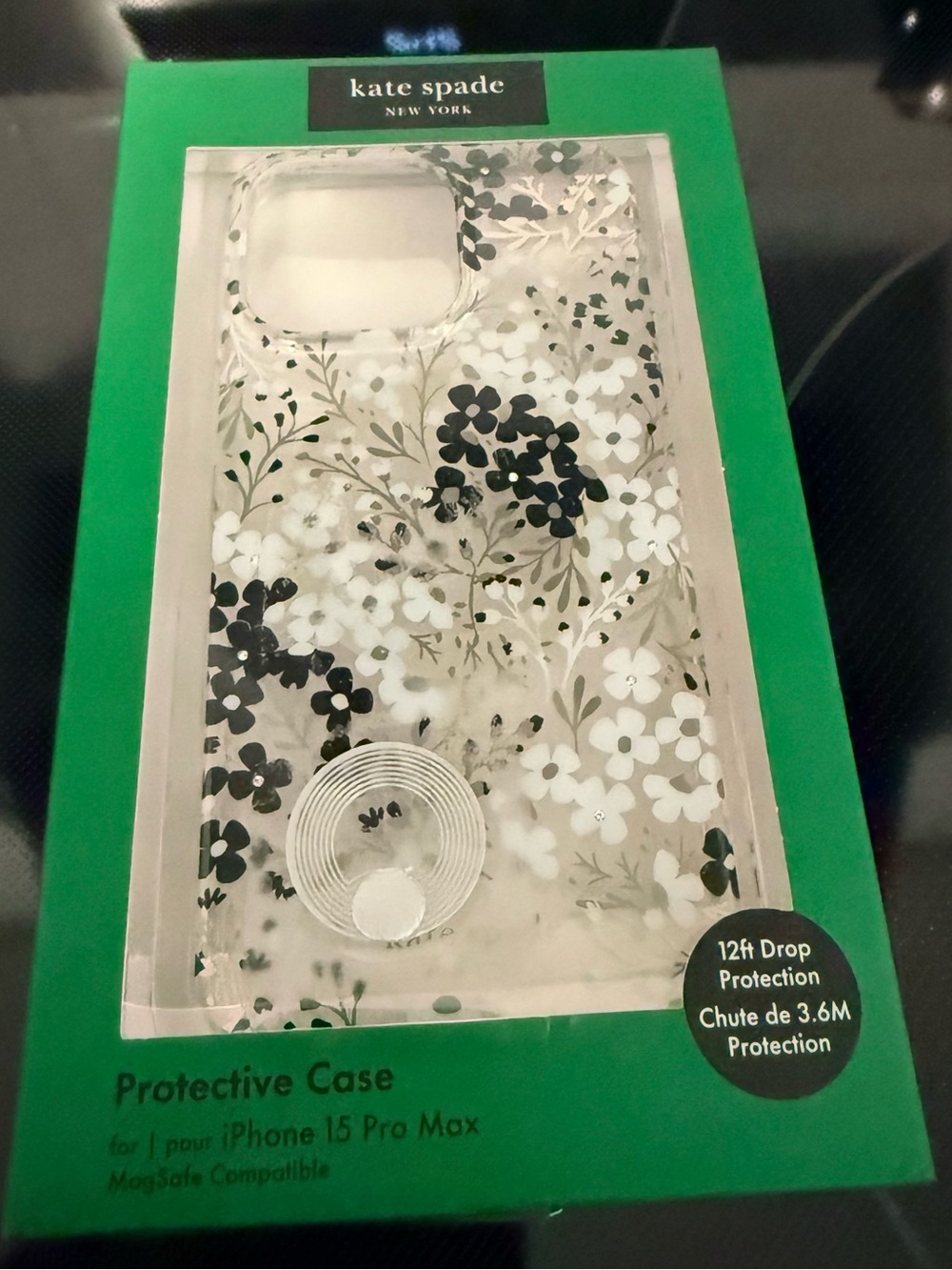 kate spade Clear Floral iPhone 15 Pro Max Case - Black & White